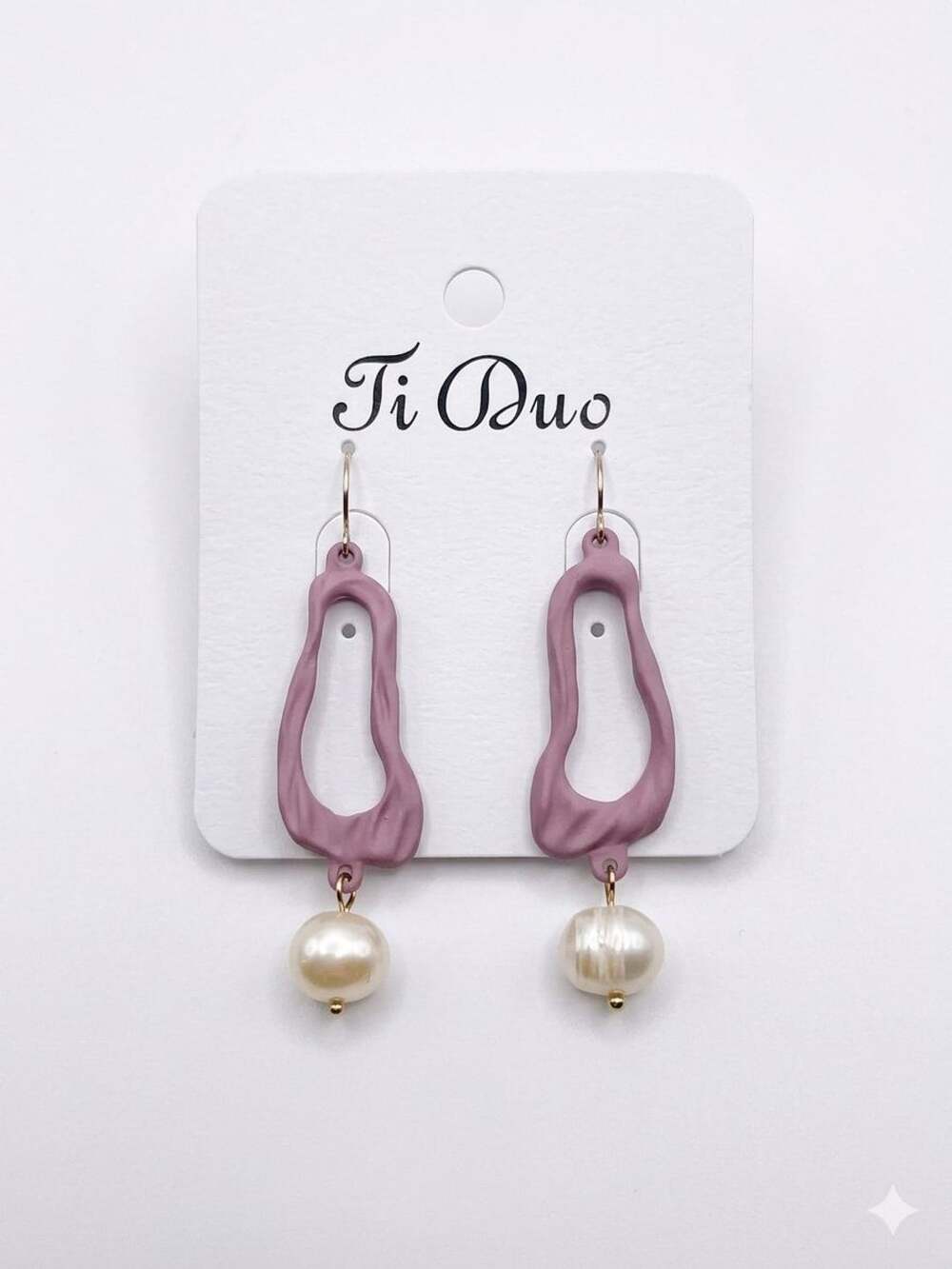 Ti Duo Pink Open Circle Freshwater Pearl Dangle Earrings